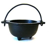 Caldero de hierro fundido con asa, ideal para manchas, quema de incienso, propósito ritual, decoración, portavelas, etc. (mango de 4 pulgadas de diámetro a mango, diámetro interior de 2.5 pulgadas)