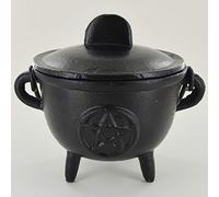 Caldero de hierro fundido con diseño de pentagrama, accesorios para brujería, médium y magia, para pociones de Wicca, regalo de neopaganismo