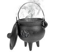 Caldero de hierro fundido con tapa y mango Halloween 3.94x2.95x2.95 pulgón Cauldron Vela decorativa Incienso Burning Witchcraft Cauldron Pot, Estrella, Caldero de hierro fundido, Cauldron de brujas