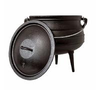 Caldero de hierro fundido presazonado de 3 patas para una distribución uniforme del calor, olla de hierro fundido, utensilios de cocina holandeses de camping premium de 8 litros para cocinar sobre el