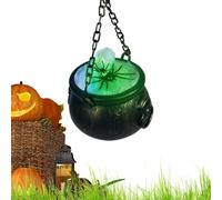 Caldero Halloween Cubo Espeluznante con Araña y Guirnalda Luminosa LED | Decoraciones Halloween para Césped, Hogar, Porche, Patio, Mesa, Repisa Chimenea, , Interior y Exterior