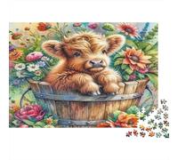 Caldero Highland en Cubo Puzzle Vida Silvestre Rompecabezas 1000 Piezas - Regalo, Juego Familiar, Decoración del Hogar, Adultos 52x38cm/1000pcs