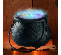 Caldero para fumar de Halloween, caldero de brujas brillante de 4.3 pies con nebulizador, cuenco de plástico negro para decoración de dulces con niebla continua para decoración del hogar de fiesta de