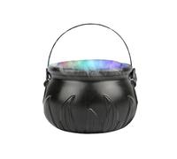 Caldero para fumar de Halloween, caldero de brujas brillante de 4.3 pies con nebulizador, cuenco de plástico negro para decoración de dulces con niebla continua para decoración del hogar de fiesta de