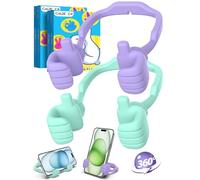 CALDEVER Duende Nikolaus - Soporte Teléfono Pulgar Arriba Pack de 2 Lila y Verde, Divertido Soporte de Mesa Smartphone, Idea Regalo Cumpleaños Mujeres Hombres Niñas