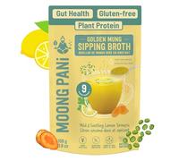 Caldo para beber mung, suave y relajante con limón y cúrcuma, proteína vegetal, polvo de sopa vegana, 100% natural, sin gluten, sin soja, apto para ceto, instantáneo, ayurvédico, 9 porciones