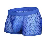 Calecon genérico para hombre de malla transparente con bolsillo pene ropa interior sexy push up boxers calados bajo ropa para hombre, sexy erótica, calzoncillos transpirables boxers seductor, azul, L