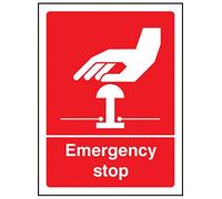 Caledonia signos 26005 un blanco/rojo señal de parada de emergencia, vinilo autoadhesivo, 100 mm x 75 mm