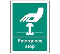 Caledonia signos 26055 una señal de "parada de emergencia blanco/verde, vinilo autoadhesivo, 100 mm x 75 mm