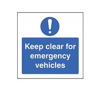 Caledonia Signs 11633F Keep Clear for Emergency Vehicles Sign, Rigid Plastic F: 200 mm x 200 mm