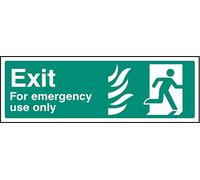 Caledonia Signs 12108L Salida para Emergencia Solamente, Letrero derecho HTM, Plástico rígido, L: 450 mm x 150 mm