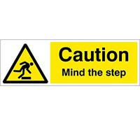 Caledonia Signs 14209G Señal de precaución Mind the Step, 300 mm x 100 mm, plástico rígido