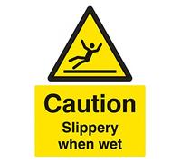 Caledonia Signs 14229K Caution Slippery When Wet Sign, 400 mm x 300 mm, plástico rígido