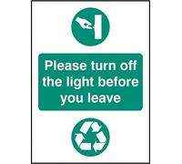 Caledonia Signs 16620A Señal "Please Turn Off Light Before You Leave", plástico rígido, 100 mm x 75 mm