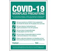 Caledonia Signs 18577H Precauciones en el lugar de trabajo - Aviso de cumplimiento de COVID19