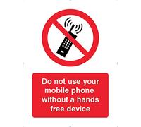 Caledonia Signs 23240A Do Not Use Your Mobile Phone Without Hands-Free - Señal adhesiva de vinilo (100 mm x 75 mm)