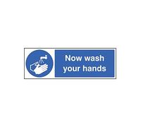 Caledonia Signs 25408G Now Wash Your Hands - Señal adhesiva (300 x 100 mm)