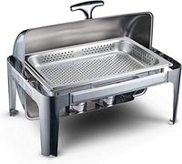 Calefacción de alimentos de acero inoxidable de 9L, juego de utensilios de cocina para calentar alimentos buffet con recipientes de alimentos, soportes de combustible, kit de calentador profesional