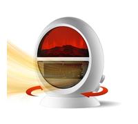 Calefactor Aire Caliente - Estufa Eléctrica con Efecto Fuego - Chimenea Electrica Regulable con 2 Potencias - Calefactor Silencioso Portatil de Bajo Consumo - Apto para Baño y Hogar