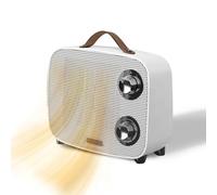 Calefactor Aire Caliente Portatil - Calentador Bajo Consumo Vintage - Calefactor para Hogar y Baño - Estufa Ventilador Silencioso Regulable con 2 Potencias de Calefacción, 1000w y 1500w (BLANCO)