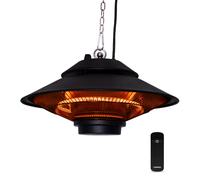 VONROC Calefactor Albano - Calefactor de terraza colgante 1500W - Negro - Elemento de carbono - con mando a distancia