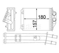 Calefactor Aletas refrigeración soldadas AH 213 000S MAHLE para FIAT FORD