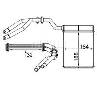 Calefactor Aletas refrigeración soldadas AH 257 000S MAHLE para FORD MONDEO IV