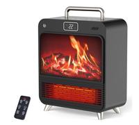 Calefactor Bajo Consumo,1500 W Radiador Eléctrico de Llama 3D Realista,4 Modos&Termostato,Temporizador 12H, Protección Sobrecalentamiento/Vuelco,33 cm Calefactor Cerámico Silencioso Para Uso Interior