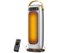 Calefactor Bajo Consumo, 1500W PTC Calefactor Ceramico Electrico, 4 Modos con Control Remoto, Protección Contra Sobrecalentamiento y Vuelco, Temporizador de 1 a 10 h, para Oficina, Dormitorio y Casa