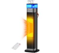 Calefactor Bajo Consumo, 2000W PTC Calefactor Electrico con Humidificación, Control Remoto, 3 Iluminación Ambiental, Oscilación 75°, Temporizador 12h, Protección contra Vuelcos y Sobrecalentamiento