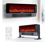 Calefactor Bajo Consumo,2000W PTC Ceramico Radiador Electrico, 3 Modos, Temporizador 12H, Protección Sobrecalentamiento/Vuelco, Iluminación de llama de Dos Colores, para Oficina, Dormitorio y Casa