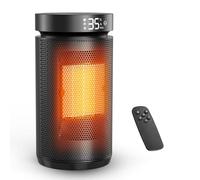 Calefactor Bajo Consumo Cerámico 1500W PTC Rápido y Seguro con Termostato Portátil, Temporizador 12H, Modo Eco y Ventilador, Ideal para Oficina, Dormitorio y Casa