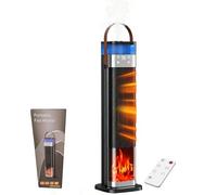 Calefactor Cerámico PTC 2000W, Termoventilador Eléctrico Portátil | Humidificador y Efecto Llama 3D, 70°, 35 dB, 3 Modos, Temporizador 12H, Protección Antivuelco y Sobrecalentamiento Dormitorio
