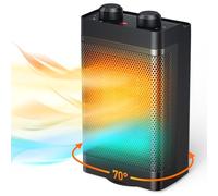 Calefactor de bajo consumo, 1500 W, 3 modos de calentamiento, calentador eléctrico de cerámica, oscilación de 70°, protección contra sobrecalentamiento y antivuelco, calefactor silencioso para usar en
