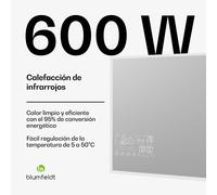 Calefactor de infrarrojos | Espejo inteligente | Infrarrojos | 600 W | IP44 Blumfeldt