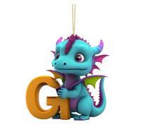 Calefactor de infrarrojos para exteriores, 26 letras, adornos navideños, decoración navideña, dragón, bebé, acrílico, decoración navideña para colgar, cesta de alambre con asa (G, talla única)