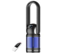 Calefactor de torre sin aspas de 80 cm con función de purificación, control remoto de enfriamiento sin aspas, 8 velocidades, temporizador de 8 h y oscilación de 80° para el hogar y la oficin