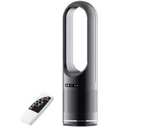 Calefactor de torre sin aspas de 80 cm con función de purificación, control remoto de enfriamiento sin aspas, 8 velocidades, temporizador de 8 h y oscilación de 80° para el hogar y la oficin