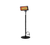 Calefactor halógeno de exterior de pie. 3 potencias de 650w, 1350w y 2000w. control digital, display led y mando a distancia. temporizador 24h. ajustable hasta los 2,1m. ángulo ajustable. 3 elementos