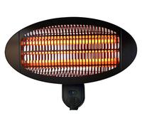 Calefactor halógeno de exterior para pared. 3 potencias de 650w, 1350w y 2000w. control mecánico y ángulo ajustable. 3 elementos de cuarzo. ipx4