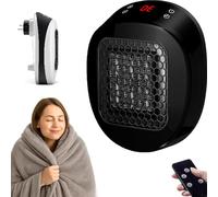 Calefactor Portátil Luna Para Dormitorio Y Oficina, Mini Calefactor Enchufable Con Mando A Distancia, Calentamiento Cerámico Rápido En 3 Segundos Y Temporizador De 12 Horas Black