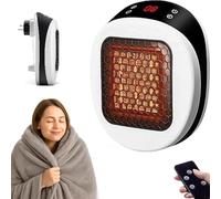 Calefactor Portátil Luna Para Dormitorio Y Oficina, Mini Calefactor Enchufable Con Mando A Distancia, Calentamiento Cerámico Rápido En 3 Segundos Y Temporizador De 12 Horas White