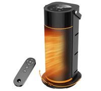 Calefactor y Bajo Consumo Negro - 2000W Cerámico PTC, 4 Niveles de Potencia y 70° Oscilación, Control Remoto, Protección contra Vuelcos y Sobrecalentamiento, Calentador para Dormitorios/Oficinas/Salón