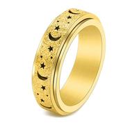 Calefee Anillas antiestrés de acero inoxidable para mujer, anillos para hombre, anillos de boda, anillo mate, giratorio, ancho 6 mm, tallas 47 hasta 72, 52 (16.6), Metal no precioso, Sin piedras