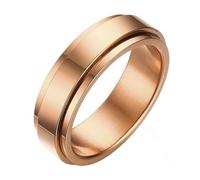 Calefee Anillo de ansiedad para hombre, anillo grabado para mujer, acero inoxidable, 6 mm de ancho, banda lisa y pulida giratoria, talla 5 a 14, 8, Metal, Sin piedras preciosas