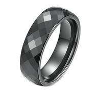 Calefee Anillo de cerámica para hombre, anillos grabados para mujer, banda multifacética personalizada de 6 mm de ancho, talla 5 a 14, 5, Cerámica, Sin piedras preciosas