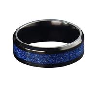 Calefee Anillo de compromiso de acero inoxidable para hombre, anillos personalizados para mujer, carburo de tungsteno, 8 mm de ancho, banda negra con borde biselado, talla 5 a 14, 7, Metal, Sin