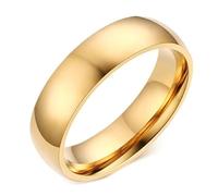 Calefee Anillo de compromiso para ella, anillos de acero inoxidable grabados personalizados, banda lisa dorada de 2 mm, 4 mm, 6 mm, 8 mm, talla J a Z+1, Z 1/2, Metal, Sin piedras preciosas