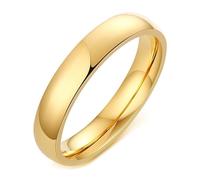 Calefee Anillo de compromiso para ella, anillos de acero inoxidable grabados personalizados, banda lisa dorada de 2 mm, 4 mm, 6 mm, 8 mm, tamaño 5 a 14, 9, Metal, Sin piedras preciosas