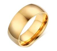 Calefee Anillo de compromiso para ella, anillos de acero inoxidable grabados personalizados, banda lisa dorada de 2 mm, 4 mm, 6 mm, 8 mm, talla J a Z+1, T 1/2, Metal, Sin piedras preciosas